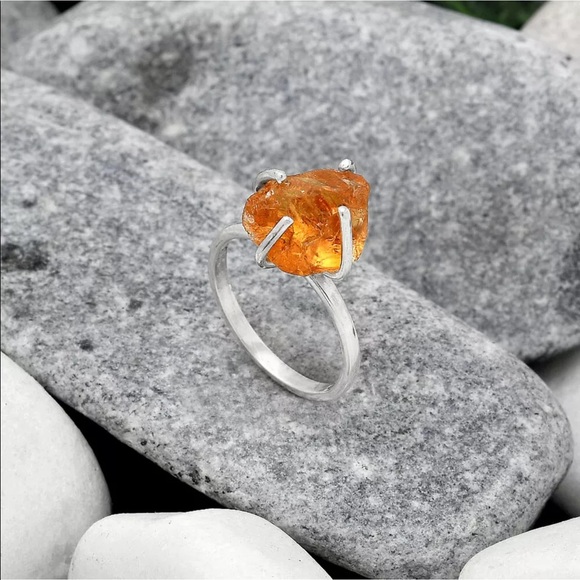 AAA Mandarin citrine sterling silver rings - Picture 2 of 5
